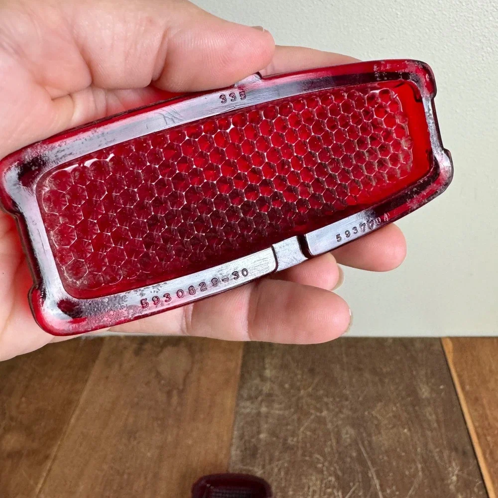 Set of 3 Vintage Pressed Glass Vehicle Light Lens Cover Blinker Brake Red Orange